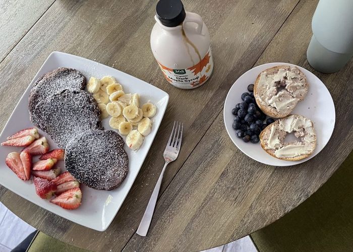 Healthy protein pancakes on a plate